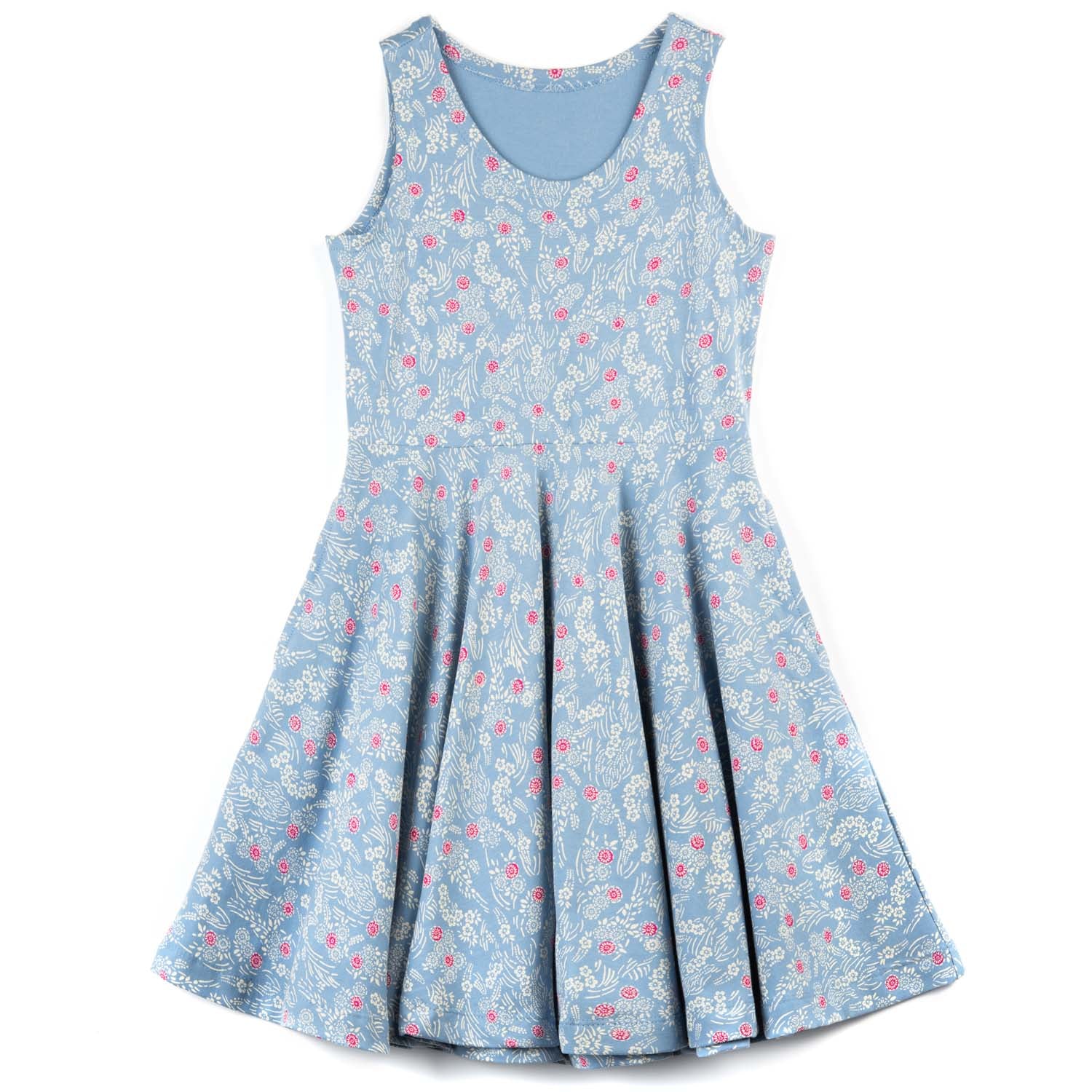 Kids Organic Cotton Sleeveless Twirl Dress: Cherry Blossom - FINAL SALE