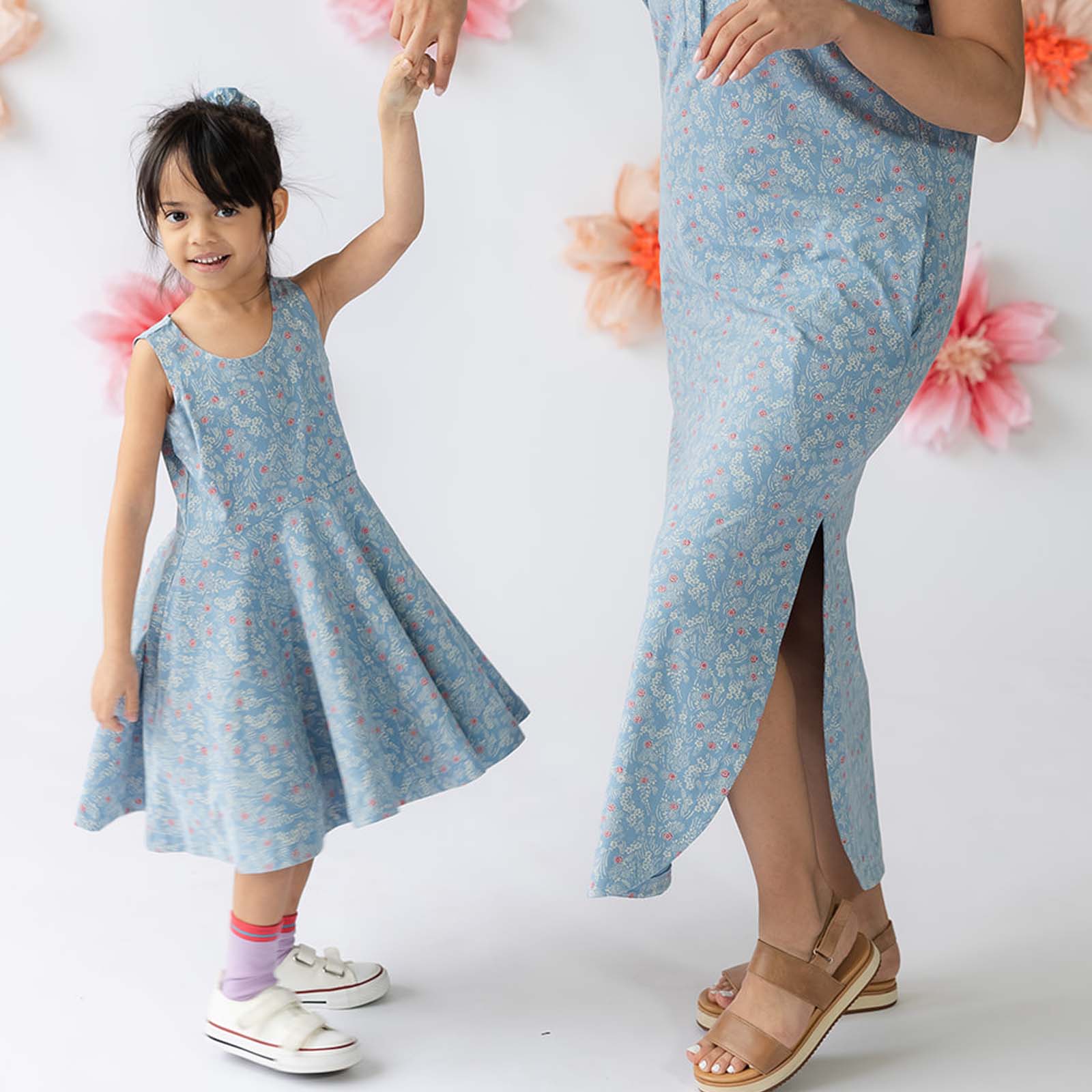 Kids Organic Cotton Sleeveless Twirl Dress: Cherry Blossom - FINAL SALE