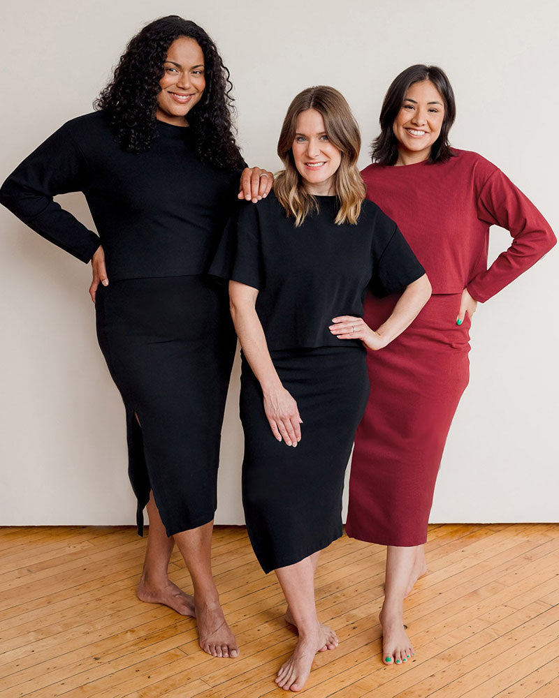 Organic Cotton Rib Knit Tank Midi Dress in Black