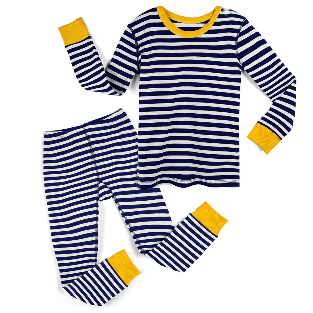 Pre-owned Navy and White Stripe PJ Set size: 6-14 Years