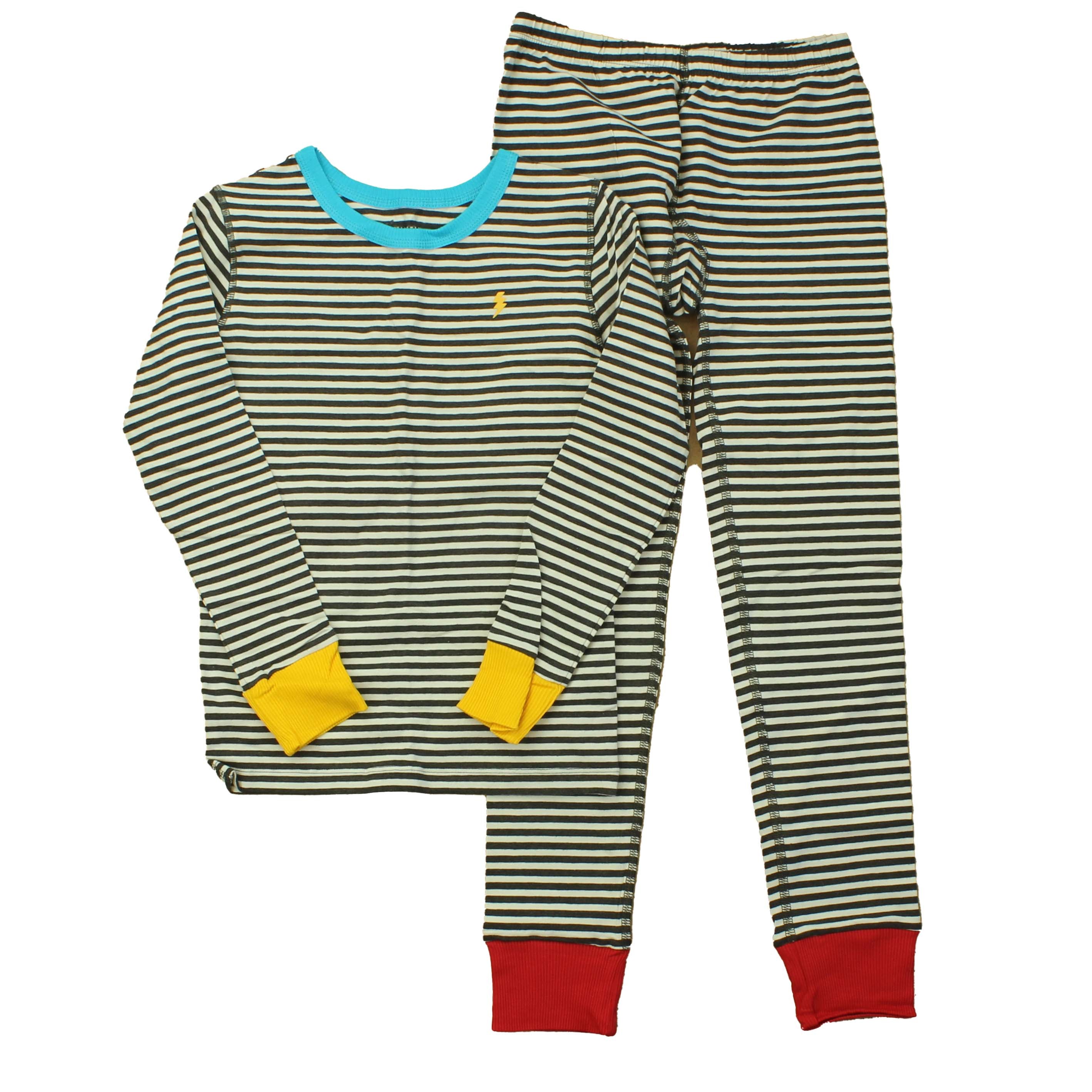 Pre-owned Black | White | Stripes | Red | Turquoise | Yellow PJ Set size: 8 Years