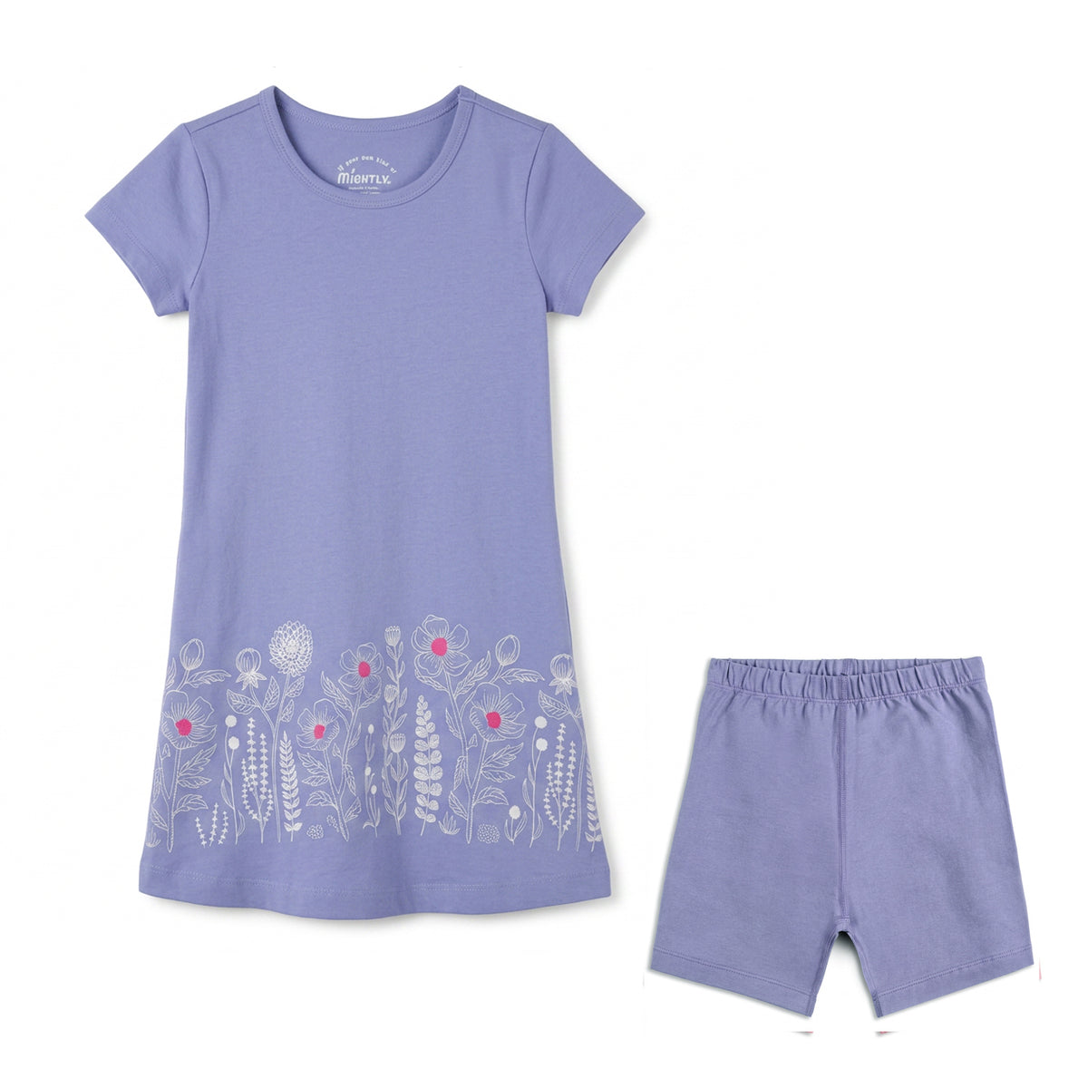 Organic Cotton Toddler Girls Dress + Short Set: Garden Floral