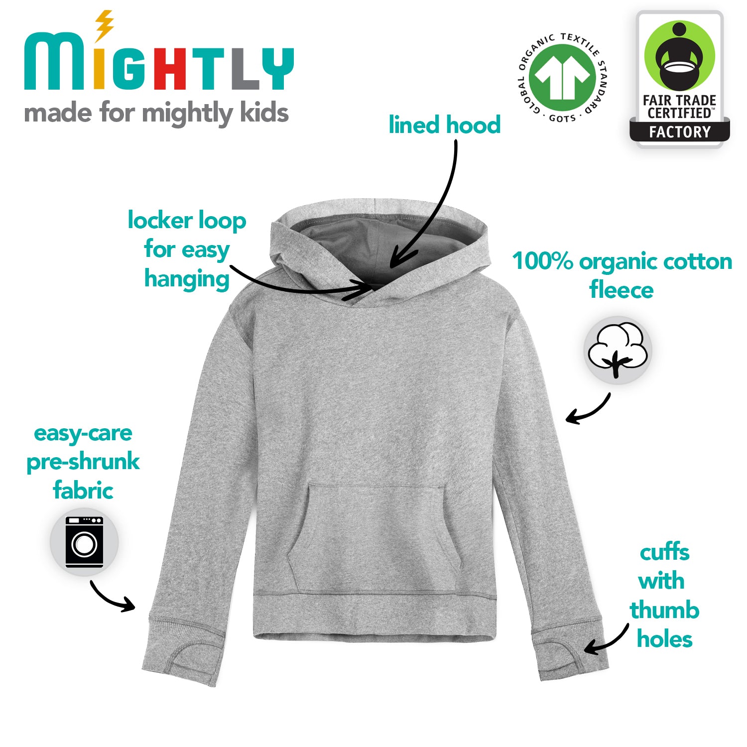 Kids Organic Cotton Pullover Hoodie