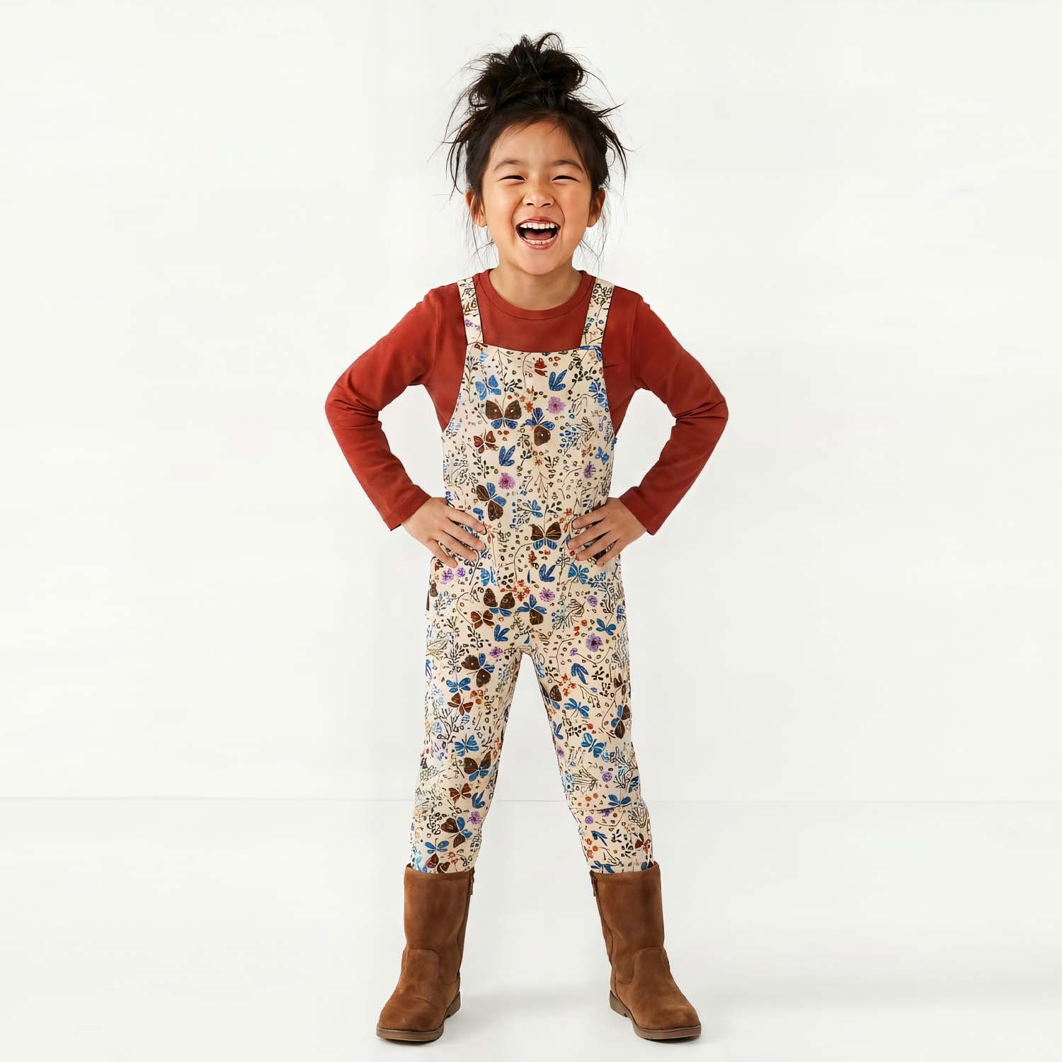 Organic Cotton Stretch Kids Jumpsuit: Botanical Floral