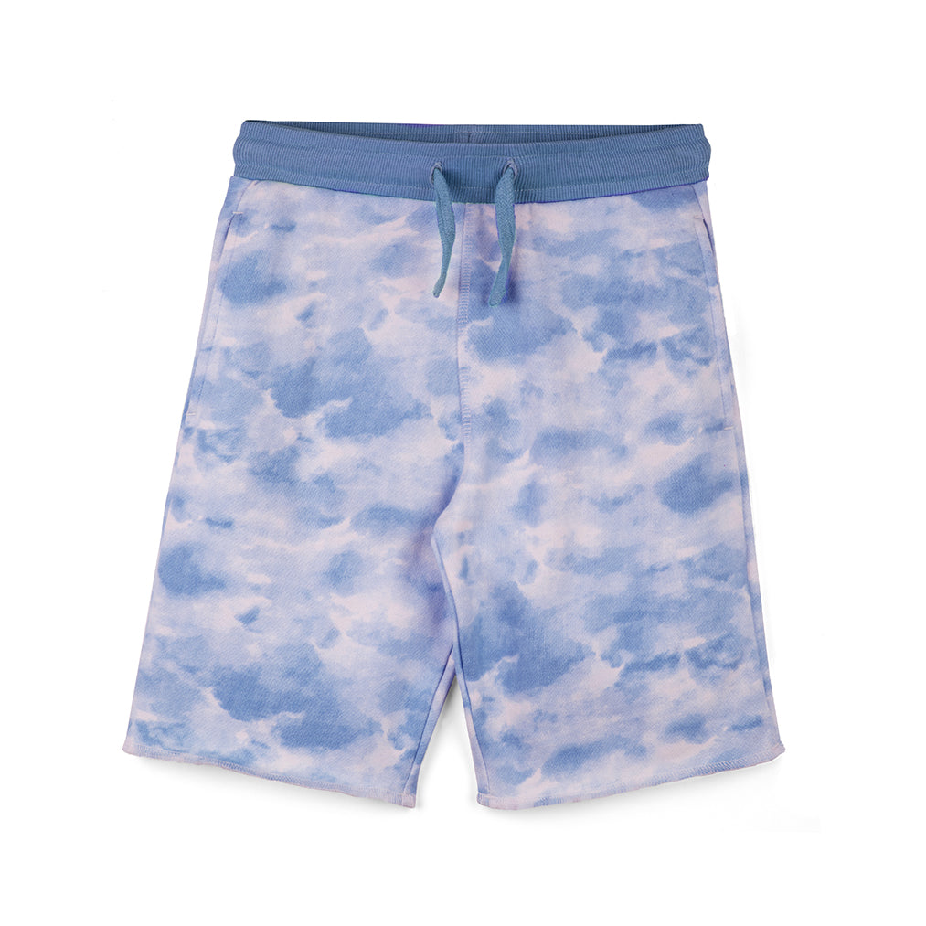 Kids Shorts: Organic Cotton Cloud Print Drawstring Shorts