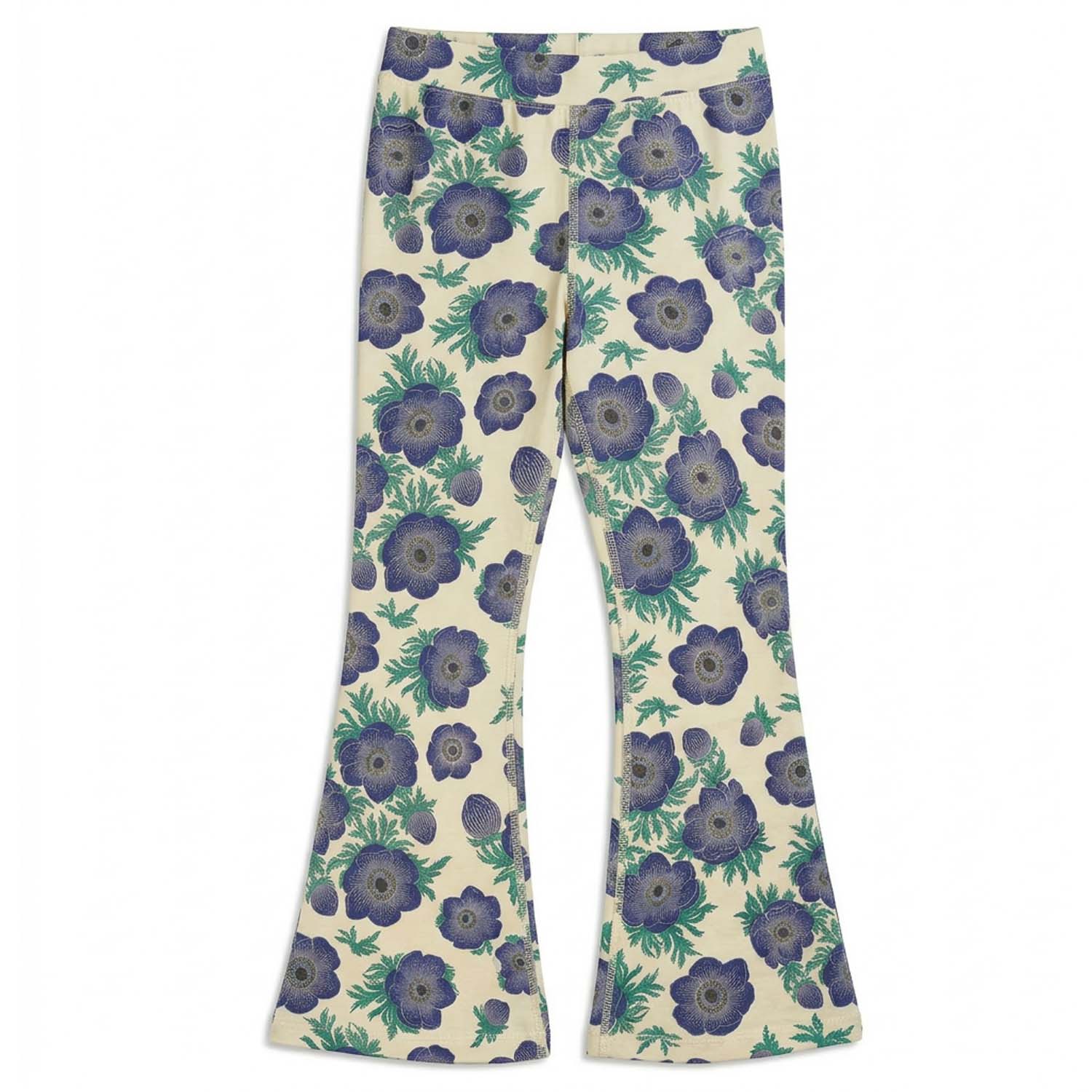 Kids Leggings: Organic Cotton Flared Yoga Pants: Purple Poppies