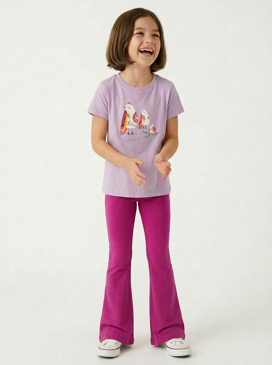 Kids Leggings: Organic Cotton Flared Yoga Pants: Solids
