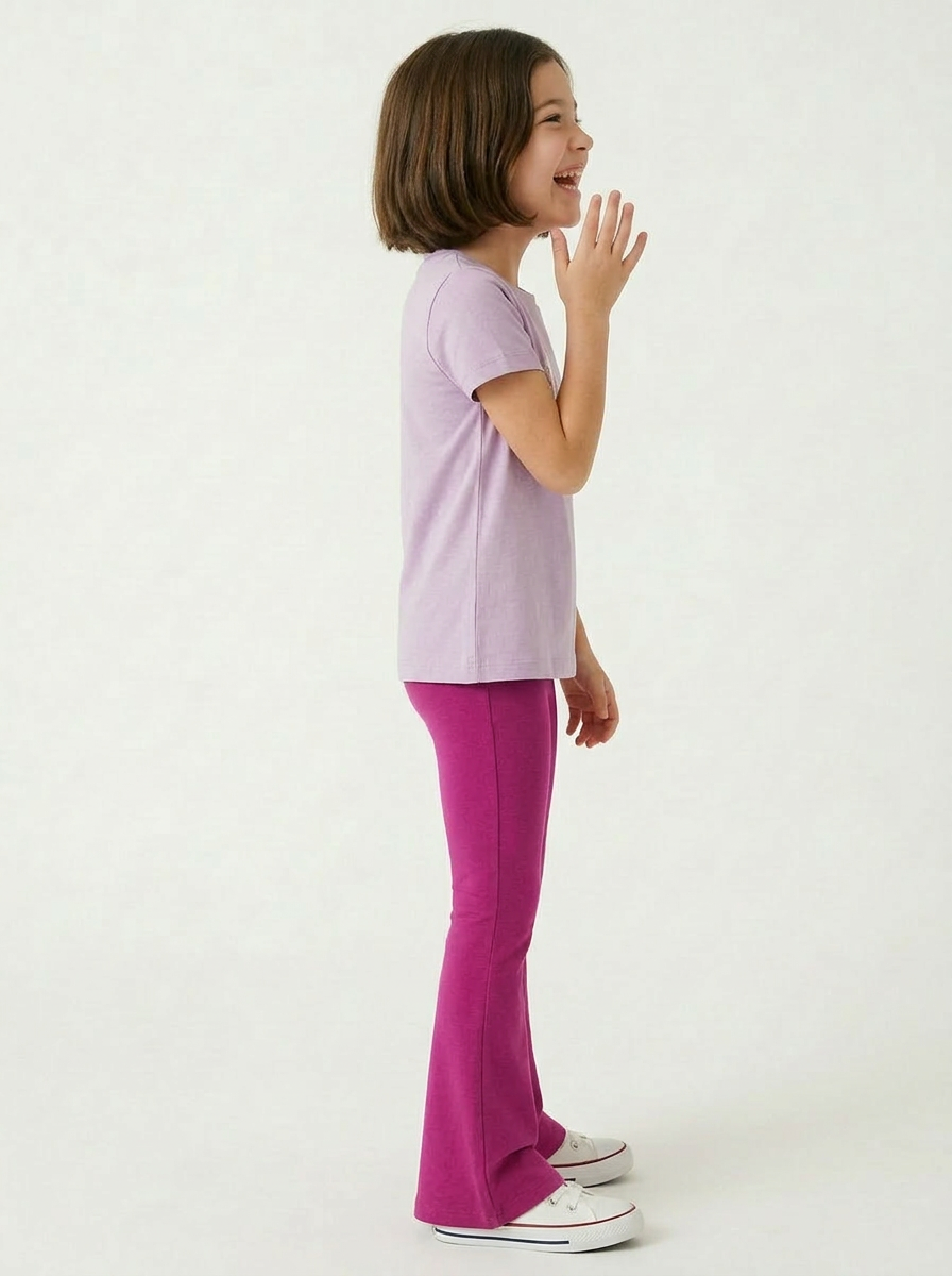 Kids Leggings: Organic Cotton Flared Yoga Pants: Solids