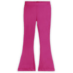 Pink flared yoga pants on a white background