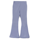 Lavender flared yoga pants on a white background