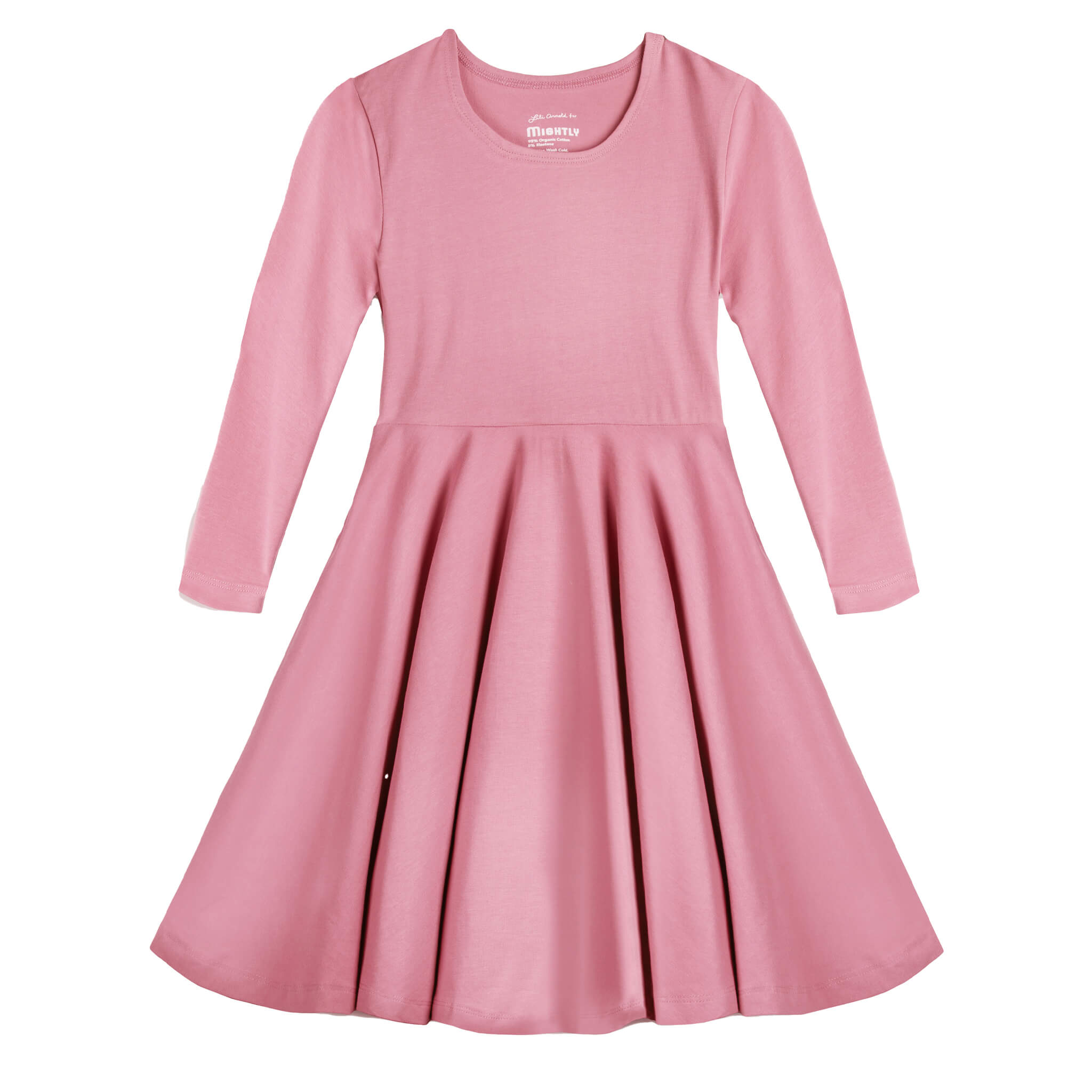 Mightly Girls Fair Trade Organic Cotton Solid 3/4 Sleeve Twirl Dress (Ballet Pink, Small) Mightly Girls Fair Trade Organic Cotton Solid 3/4 Sleeve Twirl Dress (Ballet Pink, Small)