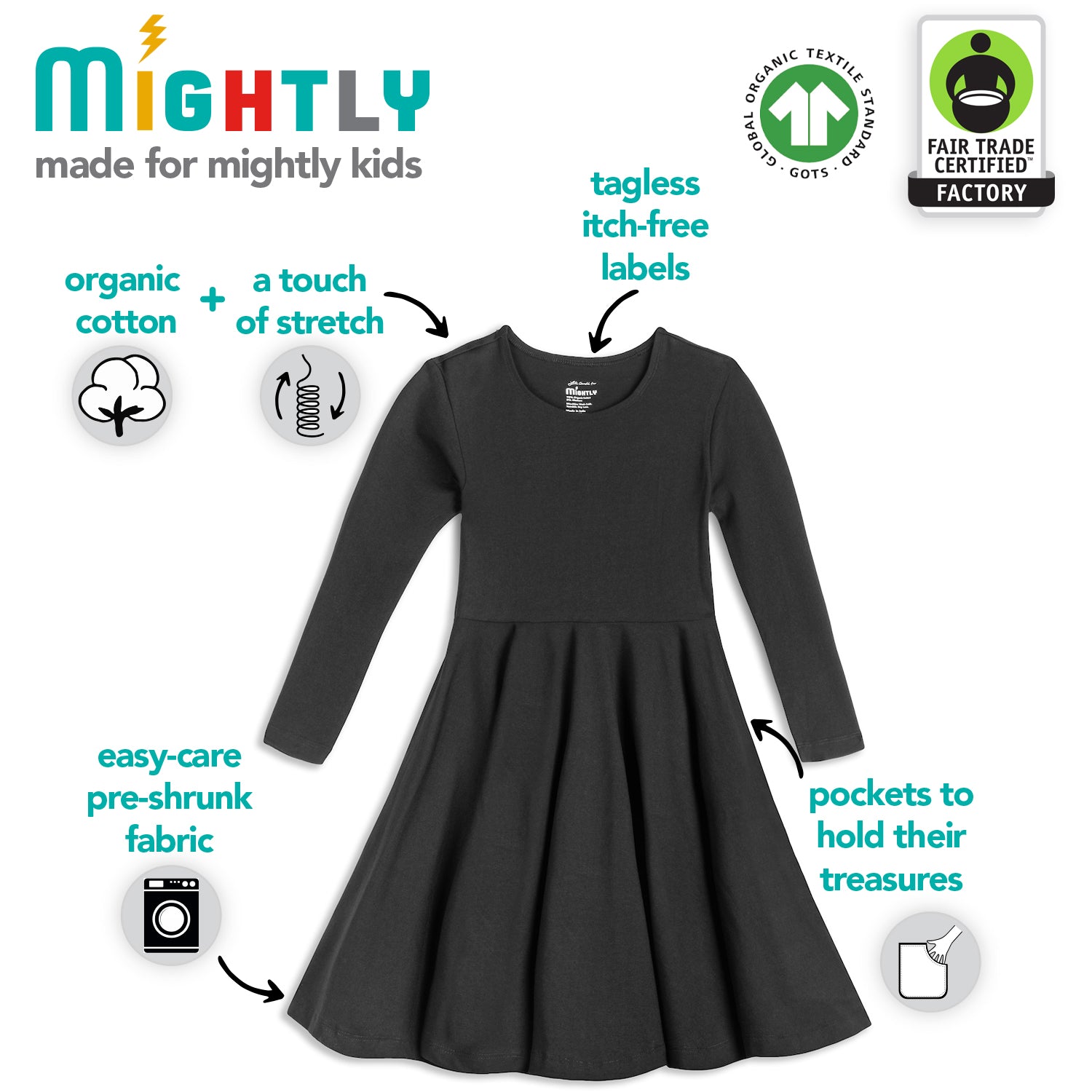 Gift Set: Two Holiday Twirl Dresses with a Reusable Fabric Gift Bag