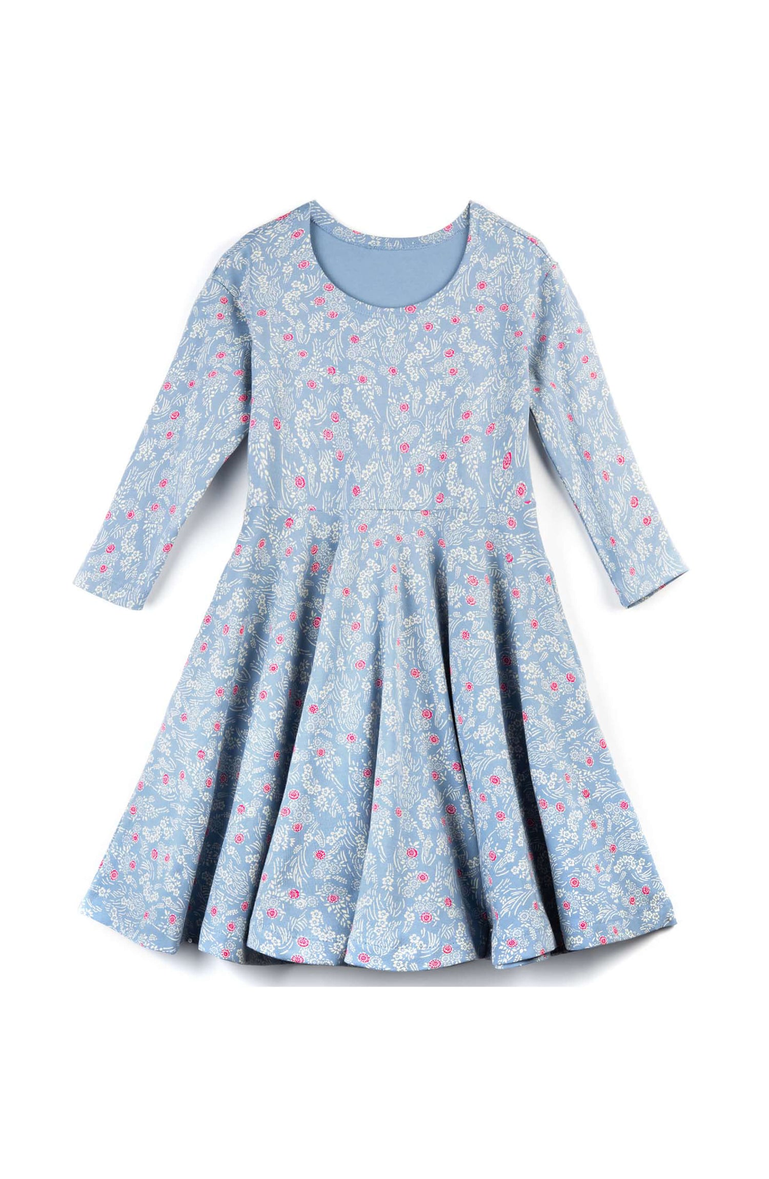 Kids Organic Cotton 3/4 Sleeve Twirl Dress: Cherry Blossom