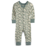 Baby pajama with green snakes on a white background