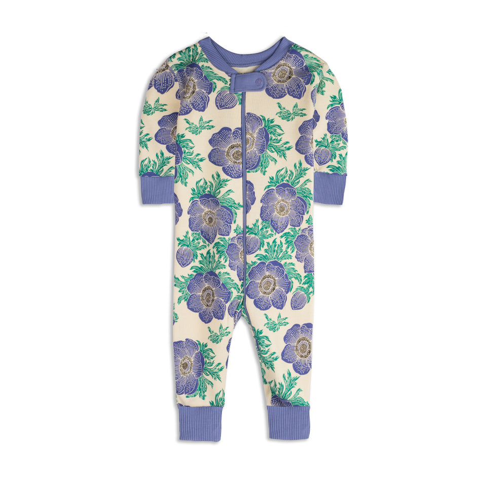 Organic Cotton Baby Romper 2 Piece Bundle: Purple Poppies