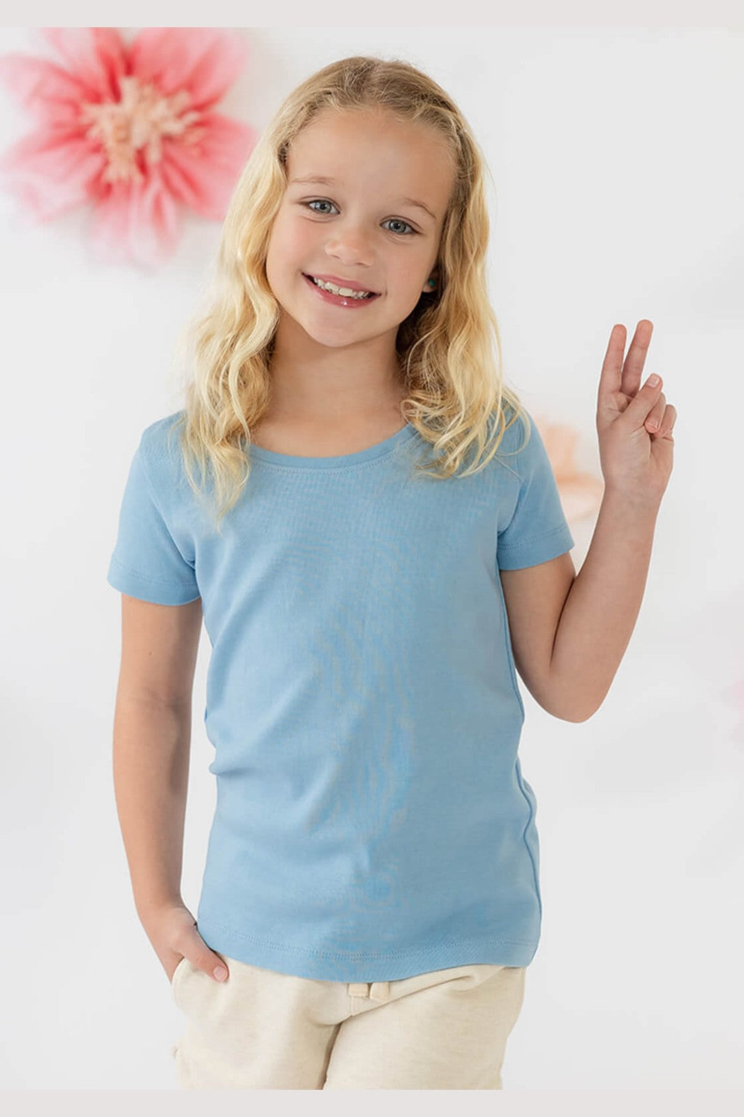 Organic Cotton Kids Rib Knit Short Sleeve Tee