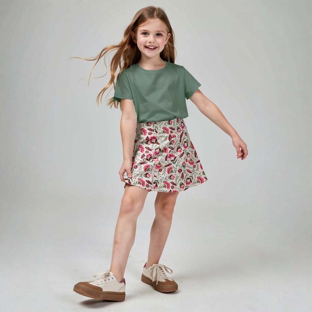 Kids Skort with Pockets: Folk Floral