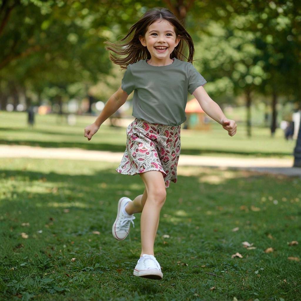 Girls Skort with Pockets: Folk Floral