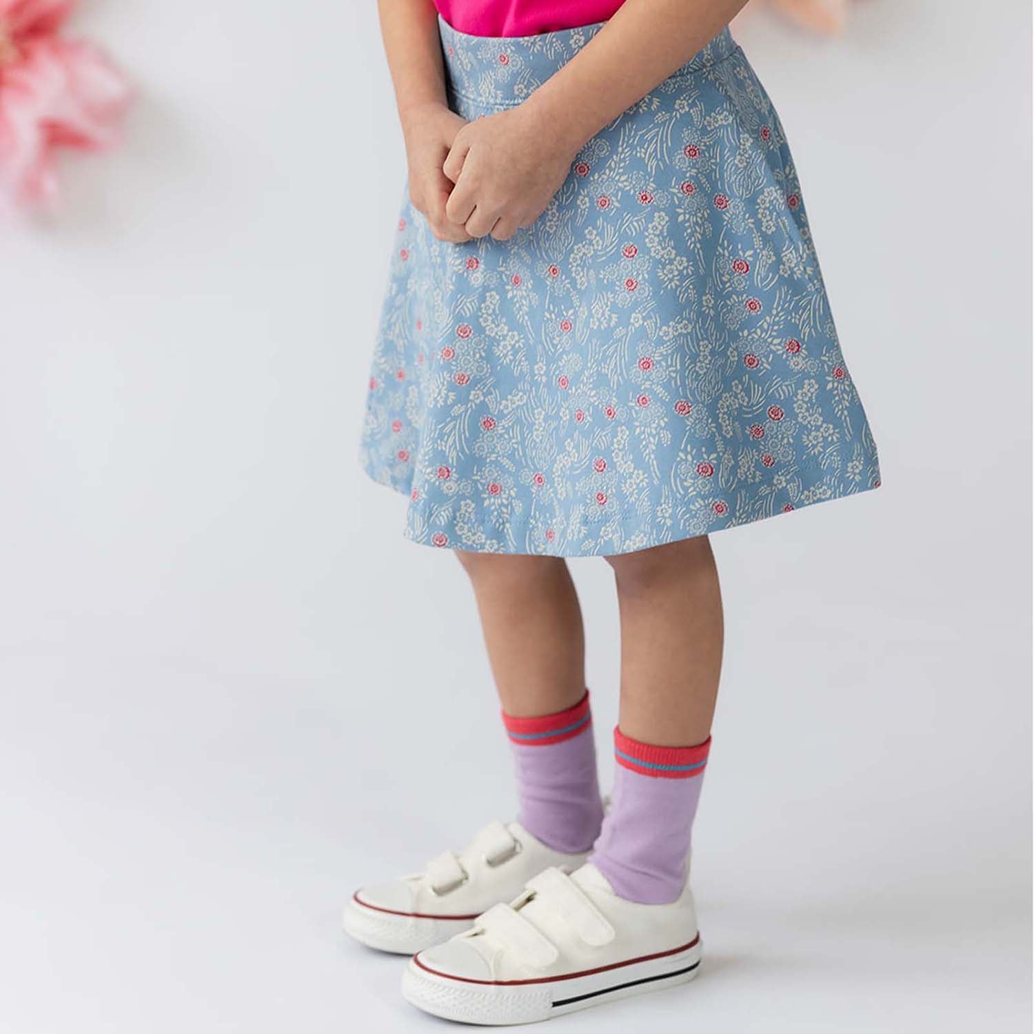 Kids Skort with Pockets: Cherry Blossom