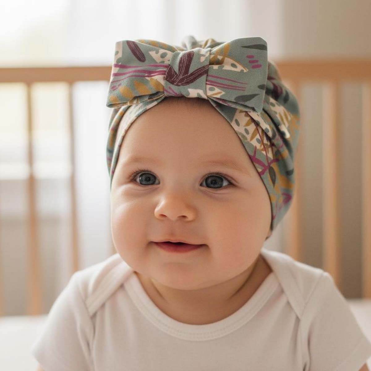 Organic Cotton Baby Bow Turban: Whimsy