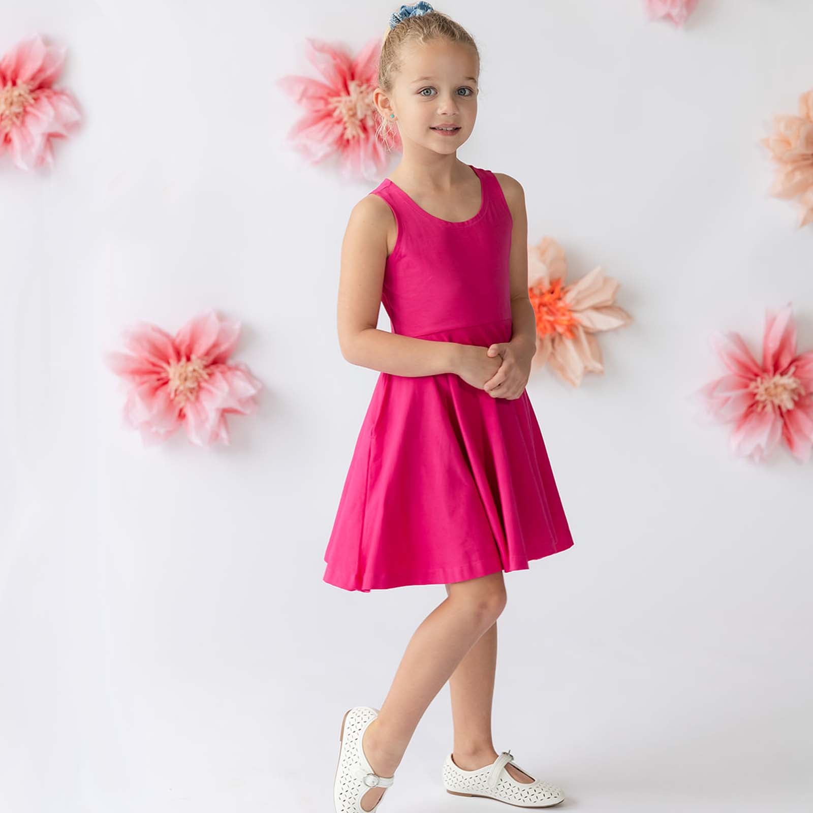 Mightly Toddler Girls Fair Trade Organic Cotton Solid Sleeveless Twirl Dress - Lilac Mightly Toddler Girls Fair Trade Organic Cotton Solid Sleeveless Twirl Dress - Lilac