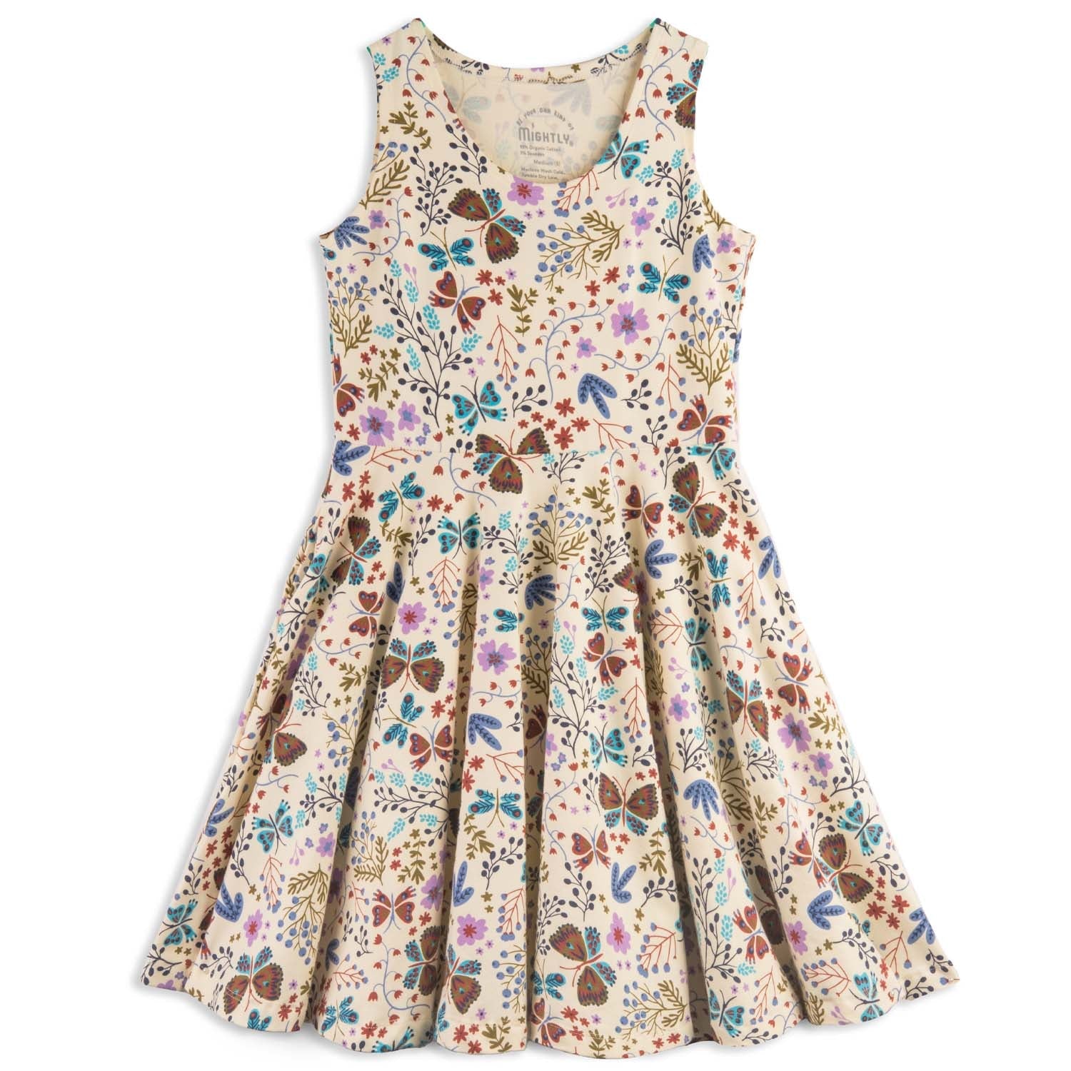 Kids Organic Cotton Sleeveless Twirl Dress - Botanical Floral