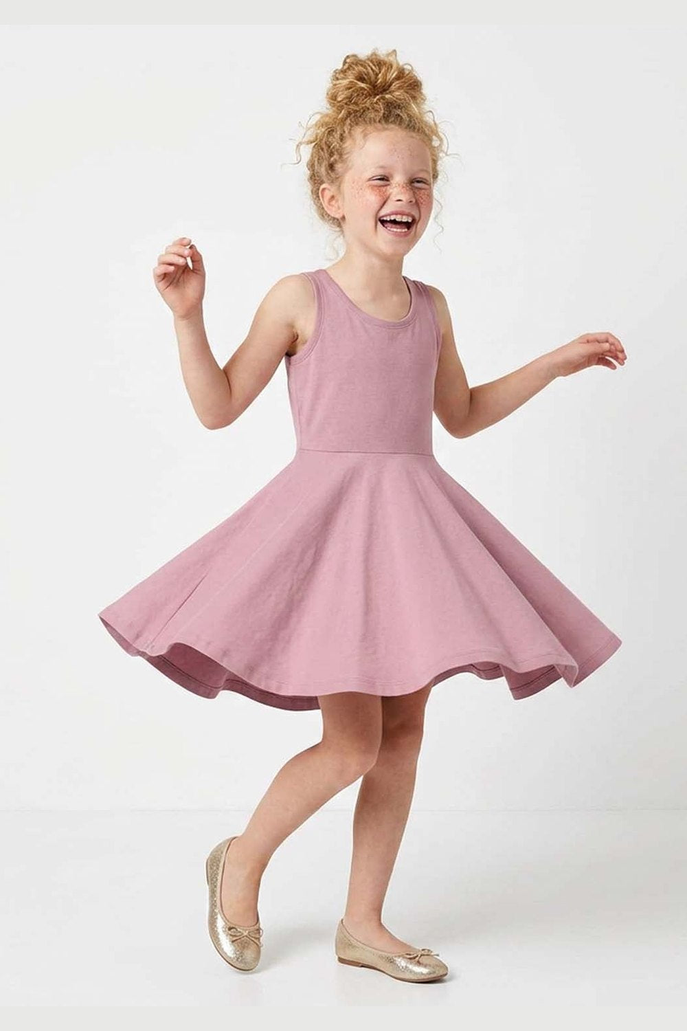 Kids Organic Cotton Sleeveless Twirl Dress: Core Colors