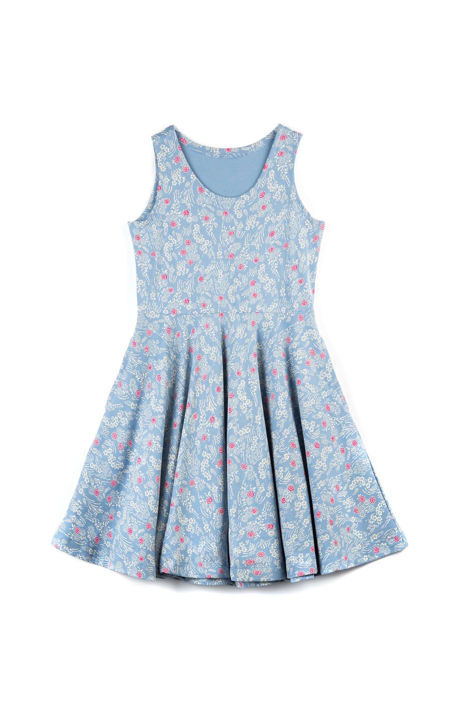 Girls Organic Cotton Sleeveless Twirl Dress: Cherry Blossom