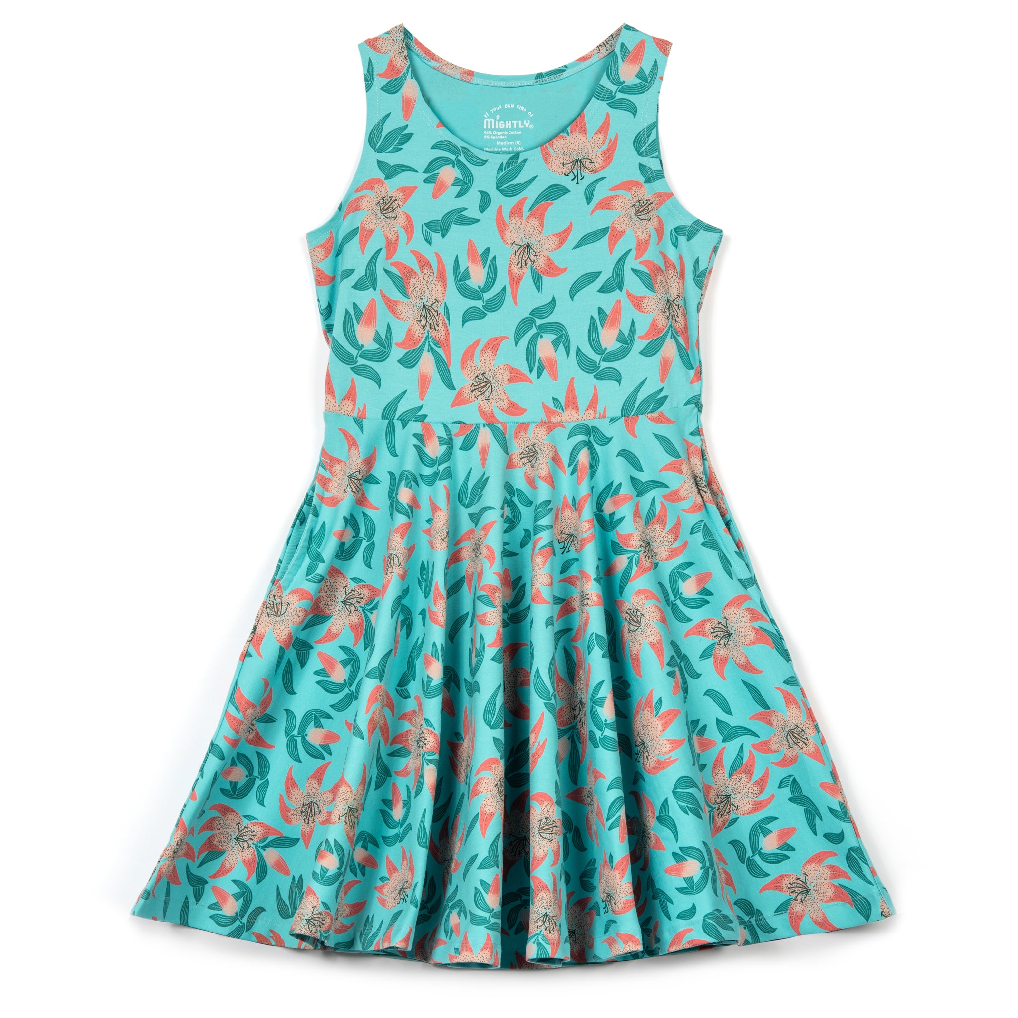 Mightly Girls Fair Trade Organic Cotton Sleeveless Twirl Dress - Tiger Lily Mightly Girls Fair Trade Organic Cotton Sleeveless Twirl Dress - Tiger Lily