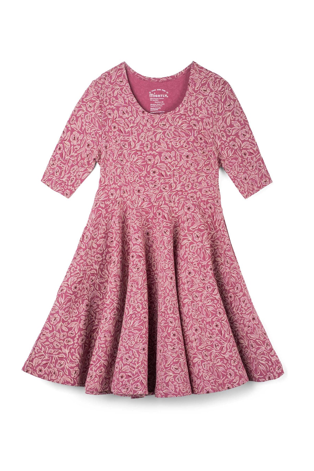 Girls Organic Cotton Short Sleeve Twirl Dress: Rose Cottage