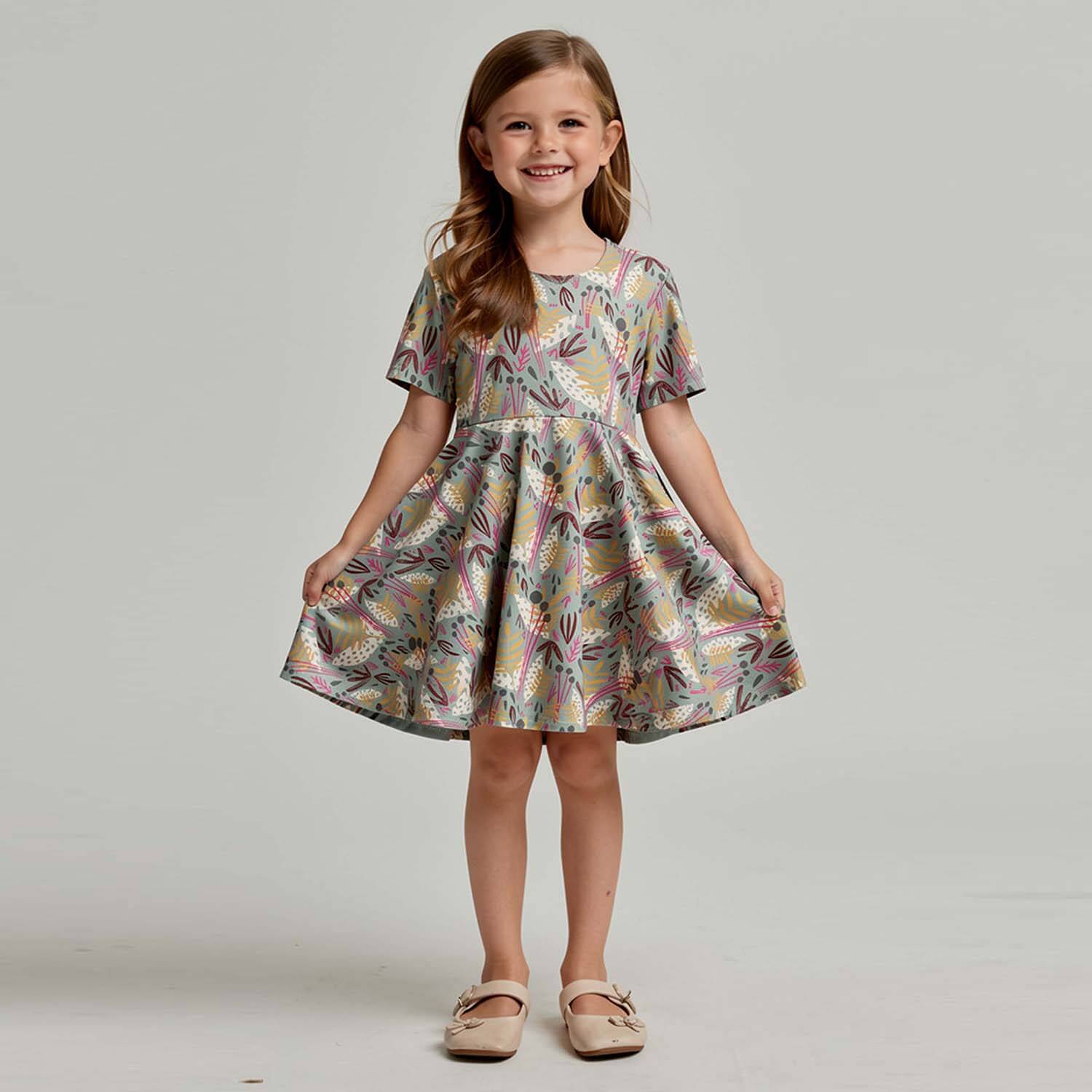 Kids Organic Cotton Short Sleeve Twirl Dress: Whimsy