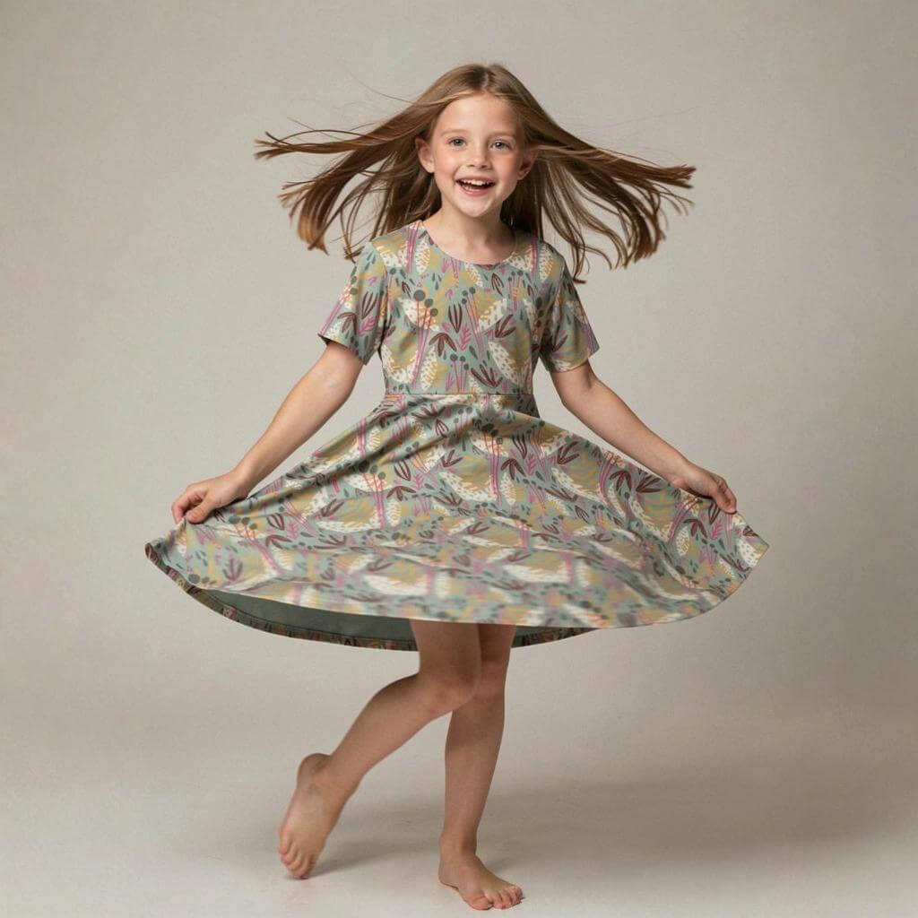 Kids Organic Cotton Short Sleeve Twirl Dress: Whimsy
