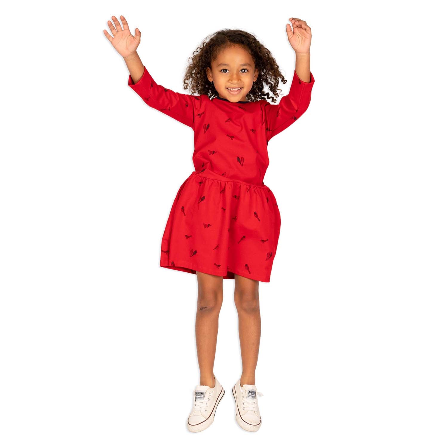 Organic Cotton Long Sleeve Drop Waist Dress Gold Leopard / 2T Organic Cotton Long Sleeve Drop Waist Dress Gold Leopard / 2T