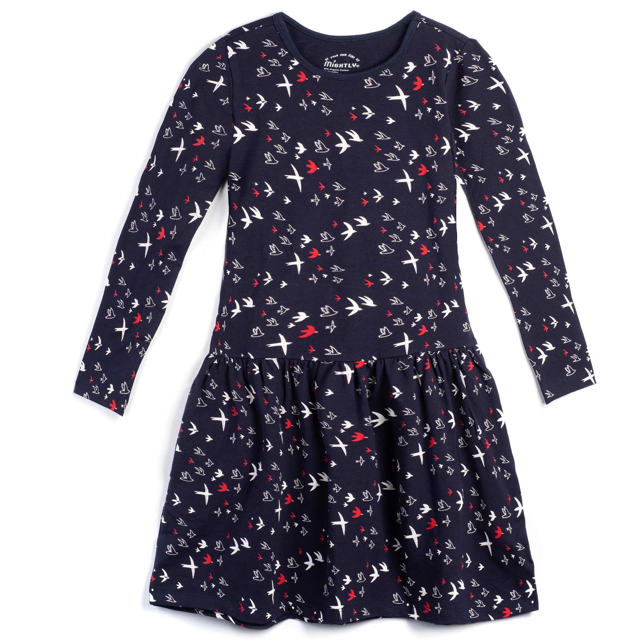 Organic Cotton Long Sleeve Drop Waist Dress - FINAL SALE