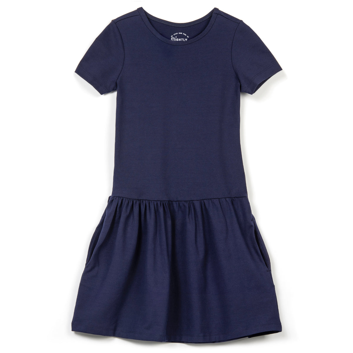 Organic Cotton Short Sleeve Drop Waist Dress Navy / XS(4-5)
