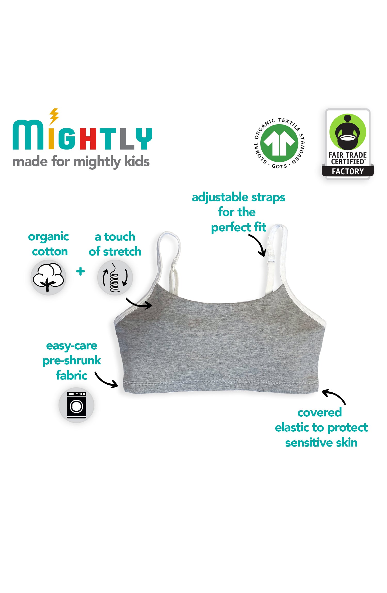 Organic Cotton Girls Bras 3 Pack: Comfortable Bralettes