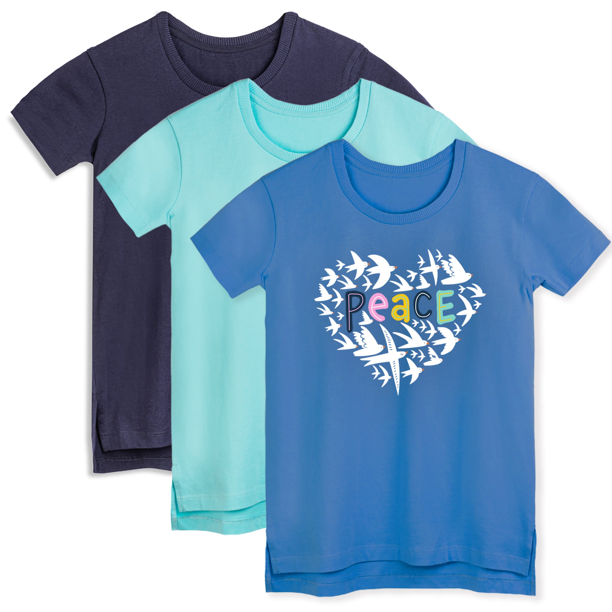Organic Cotton Kids Shirts - Extended Length T-Shirts 3 Pack - Mightly