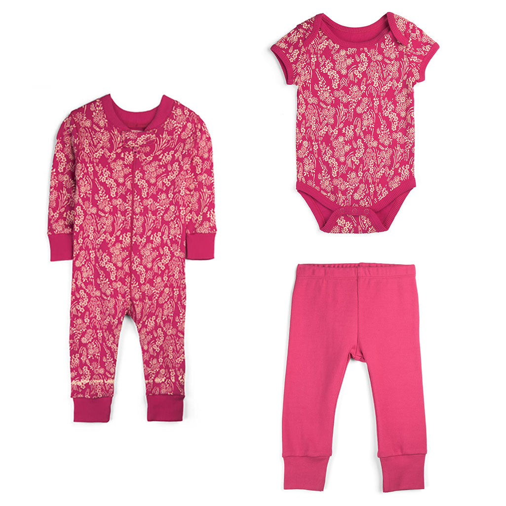 Organic Cotton 3 Piece Baby Bundle: Begonia