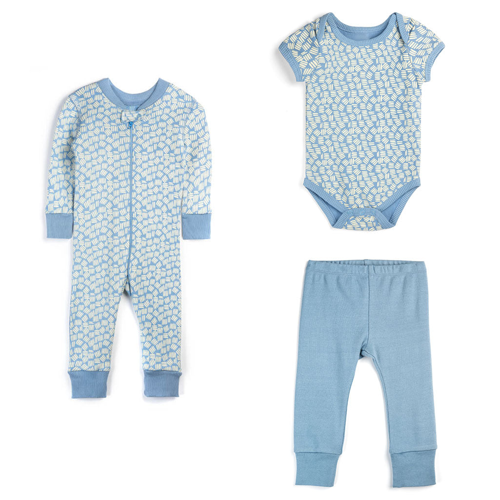 Organic Cotton 3 Piece Baby Bundle: Chambray