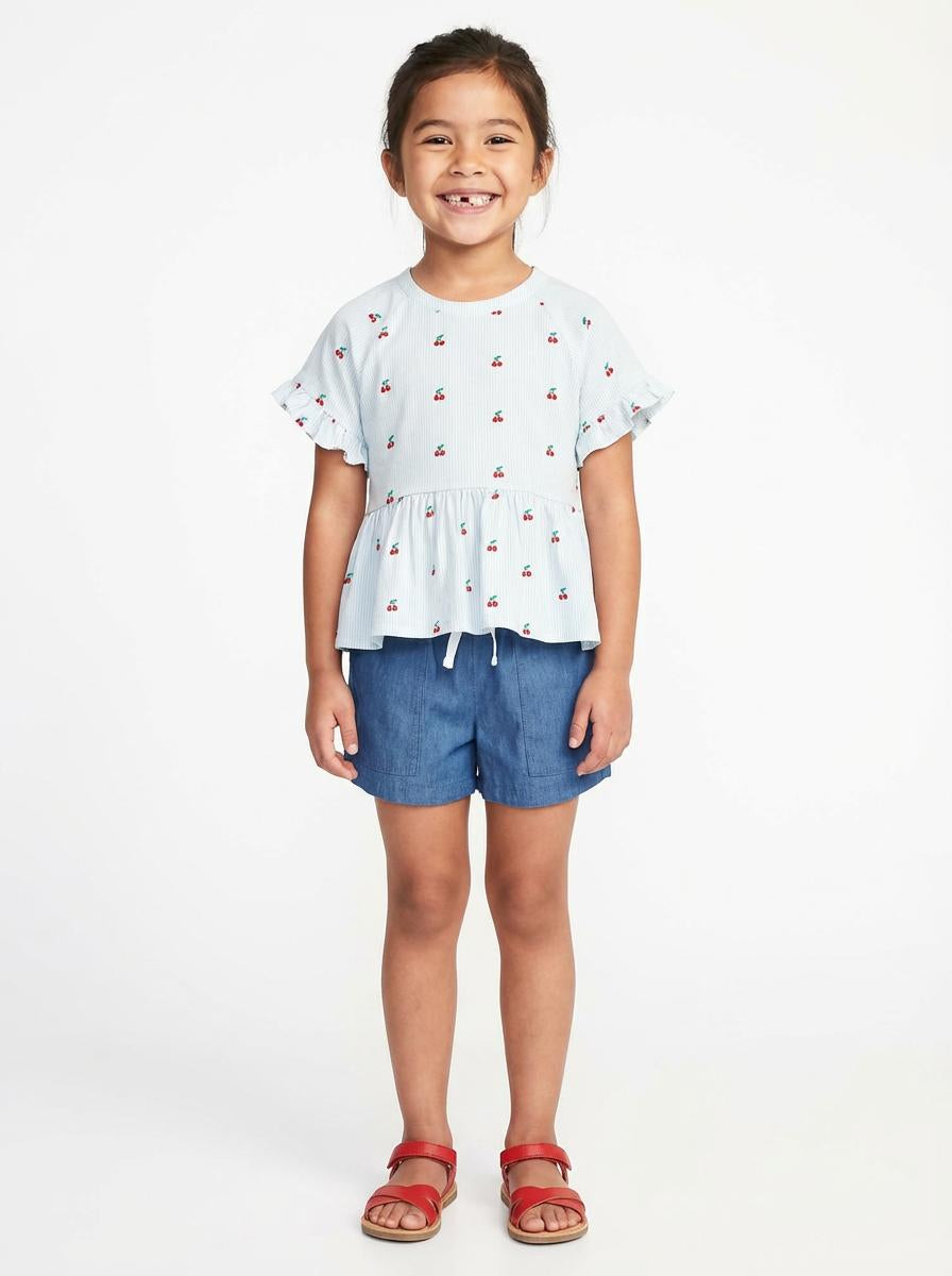 Cherry Striped Poplin Top