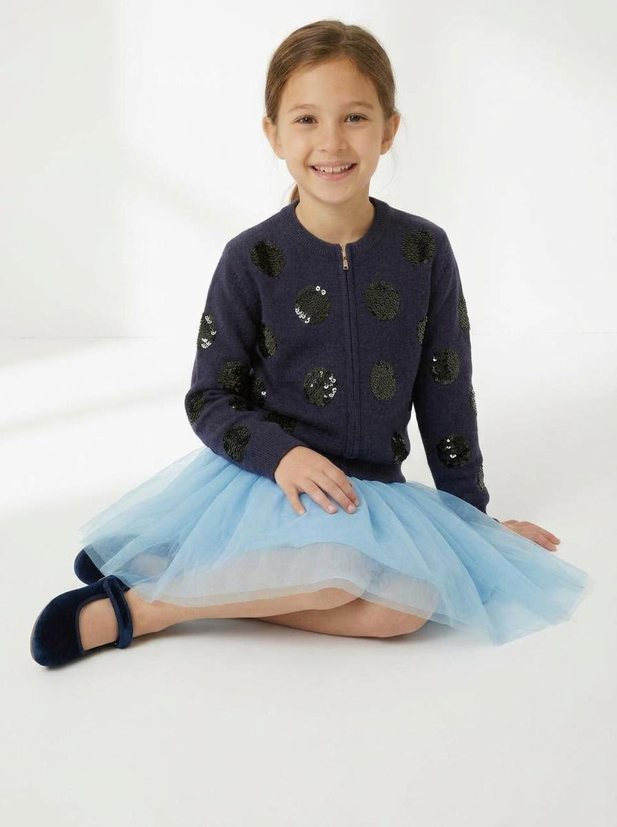 Dotty Paillette Zip Cardigan