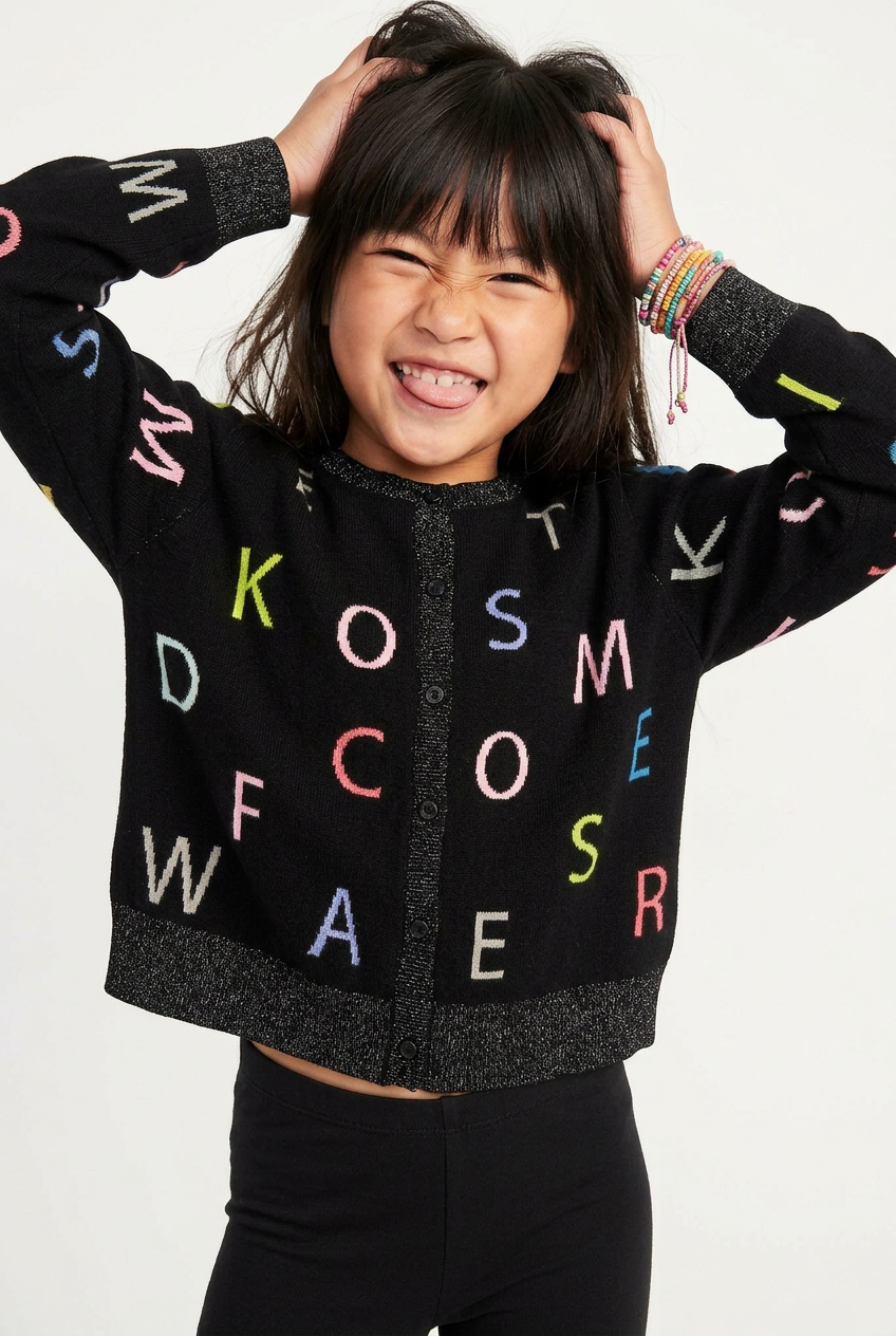 Word Scramble Shimmer Cardigan