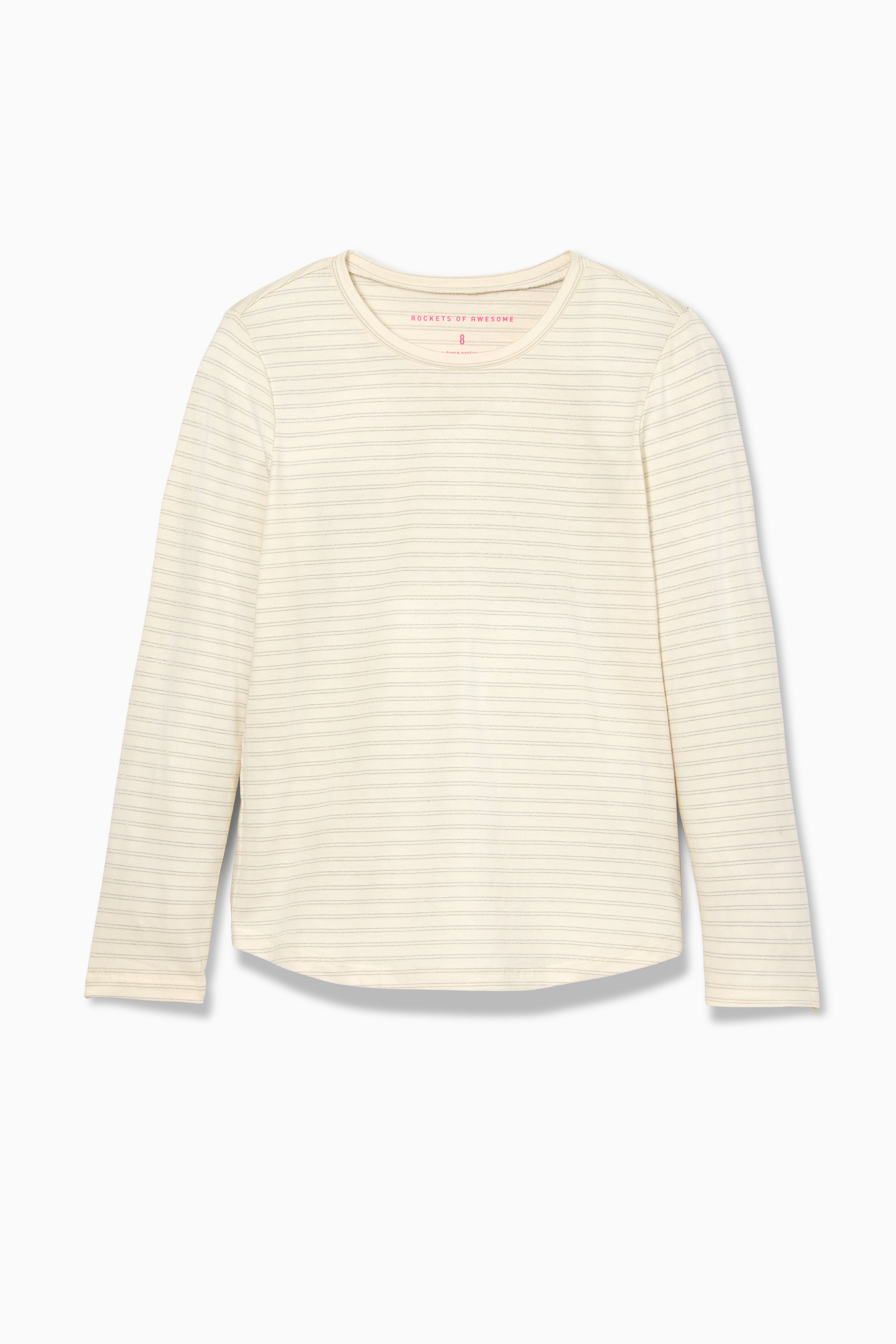 Easy Sparkly Stripe Egret Tee