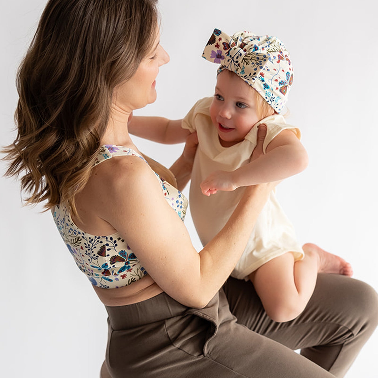 Organic Cotton Baby Bow Turban: Botanical Floral