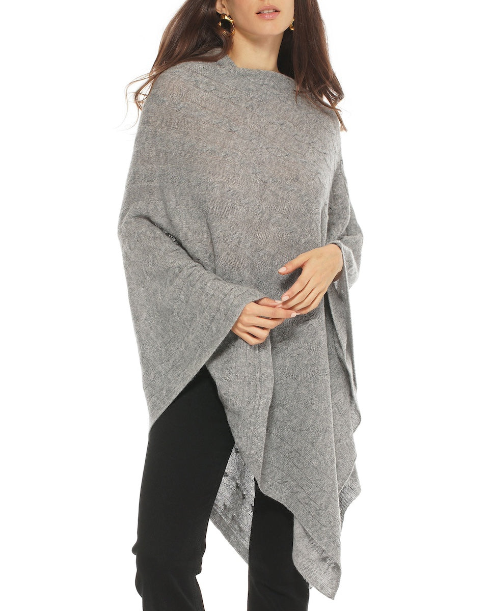 Pure Cashmere Cable Knit Poncho