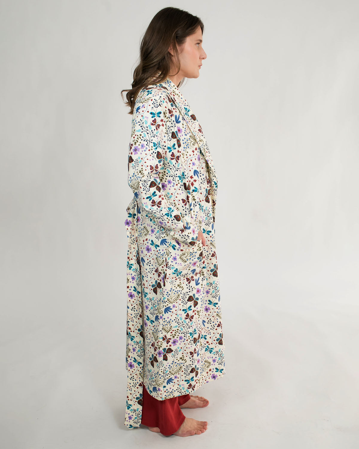 Organic Cotton Women’s Lounge Robe in Botanical Floral