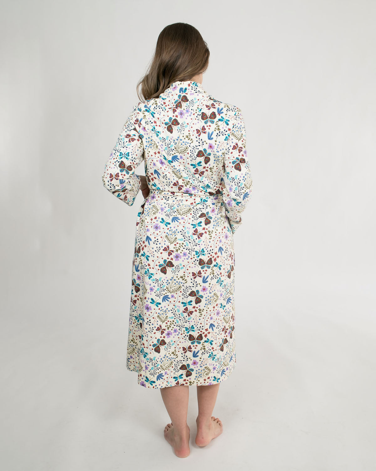 Organic Cotton Women’s Lounge Robe in Botanical Floral