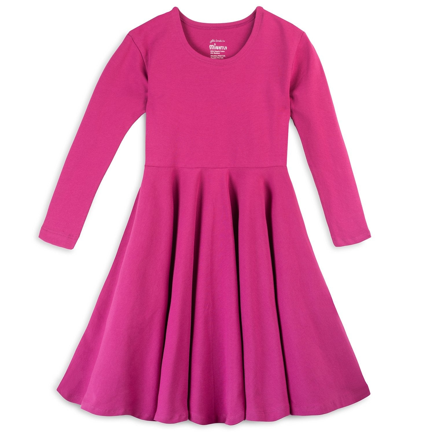 Mightly Girls Fair Trade Organic Cotton Solid 3/4 Sleeve Twirl Dress - Periwinkle Mightly Girls Fair Trade Organic Cotton Solid 3/4 Sleeve Twirl Dress - Periwinkle