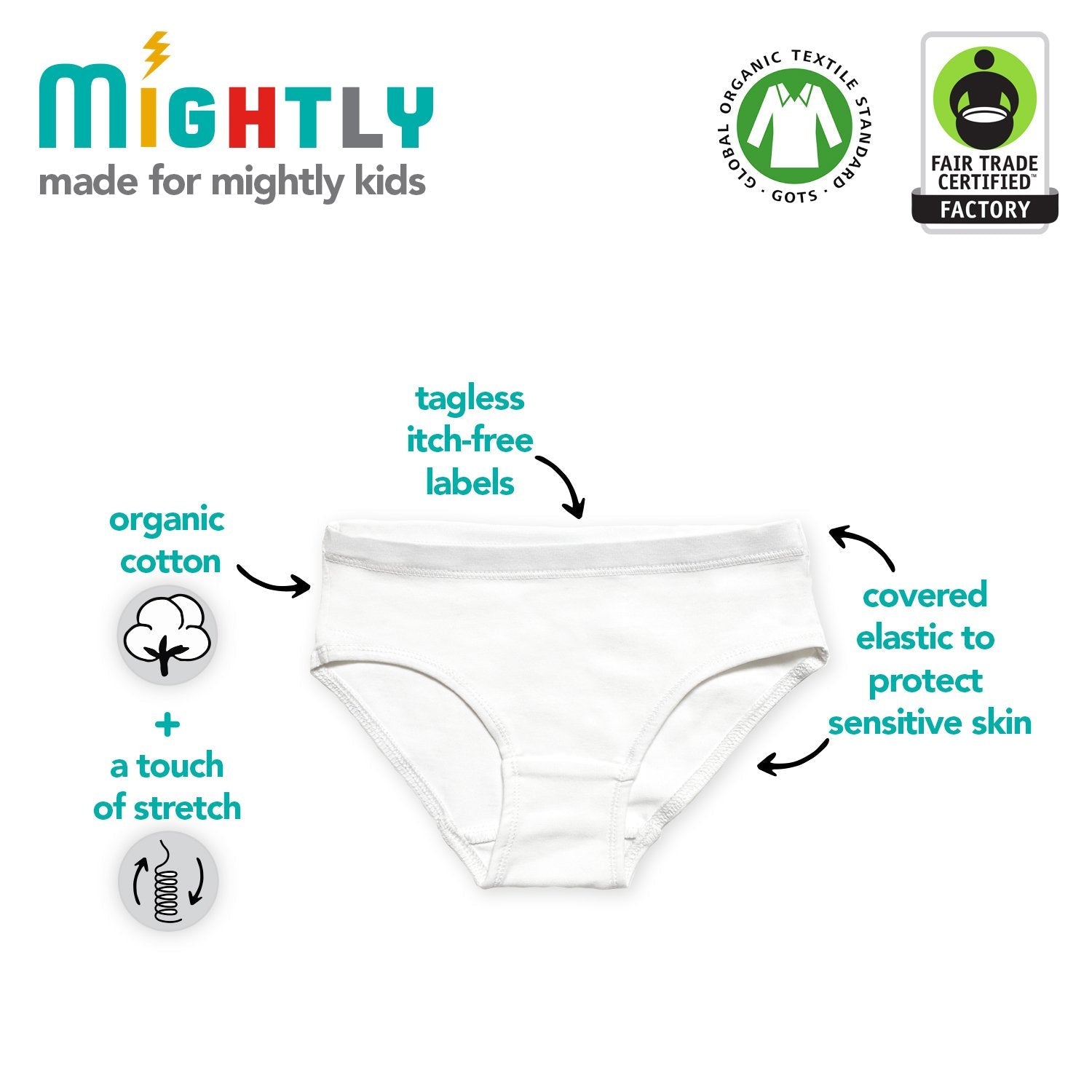 Organic Cotton Kids Bikini Underwear - 3 Pack FINAL SALE - Mightly