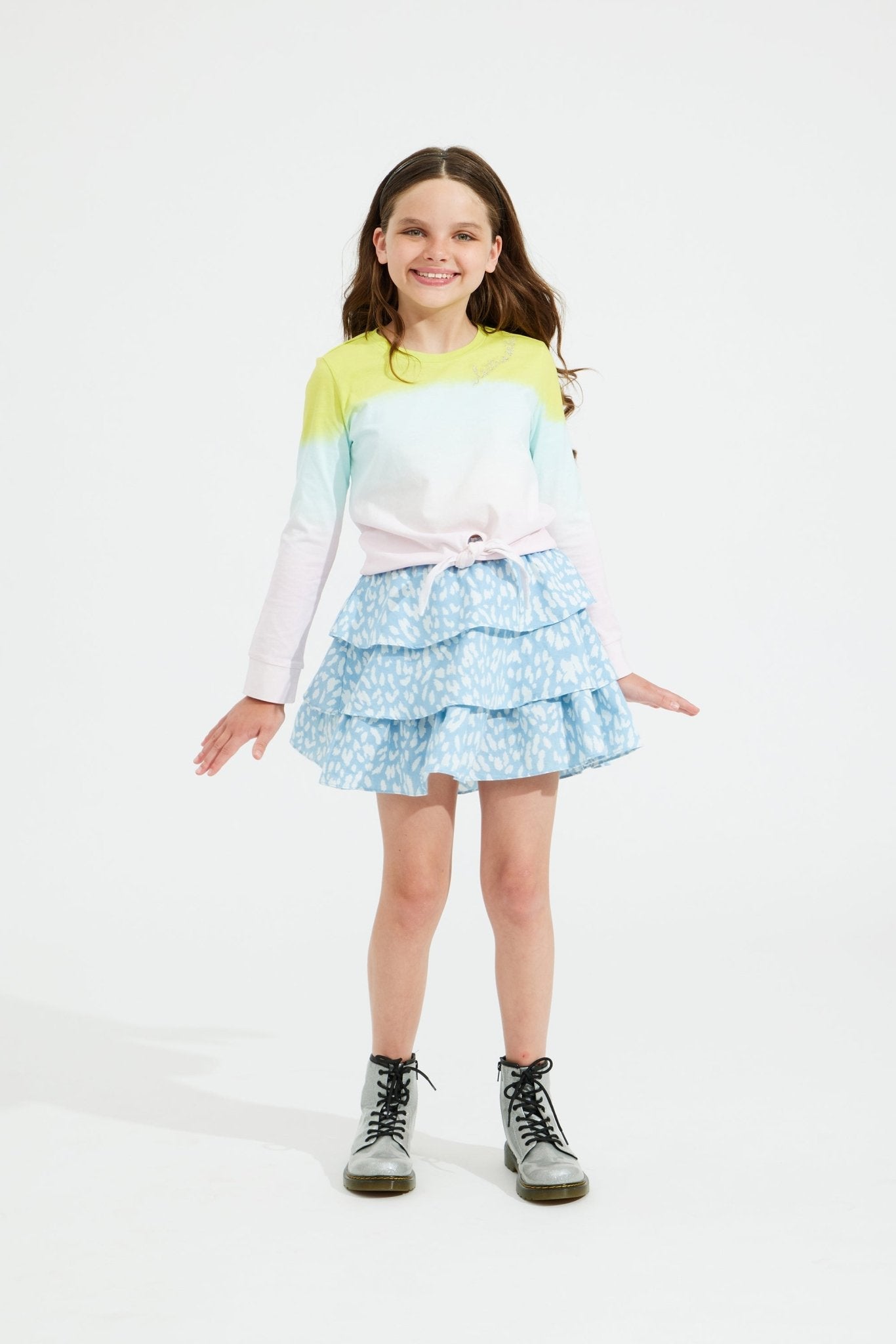Spots Chambray Tiered SkirtBOTTOMSRockets of Awesome